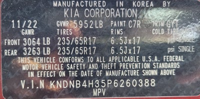 2023 Kia Carnival LX Seat Package